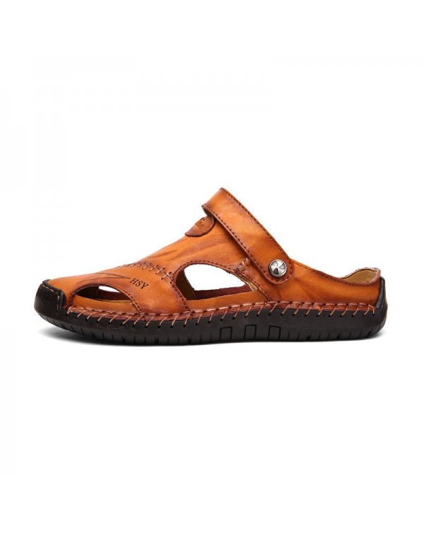 Men's Casual Outdoor Top Layer Cowhide Breathable Sandals 20672113M