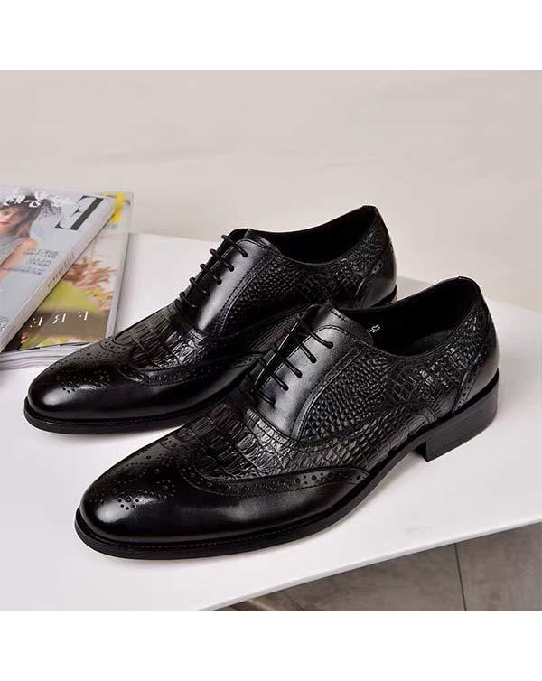 MEN'S BROGUE OXFORD CROCODILE LEATHER SHOES 83905243C